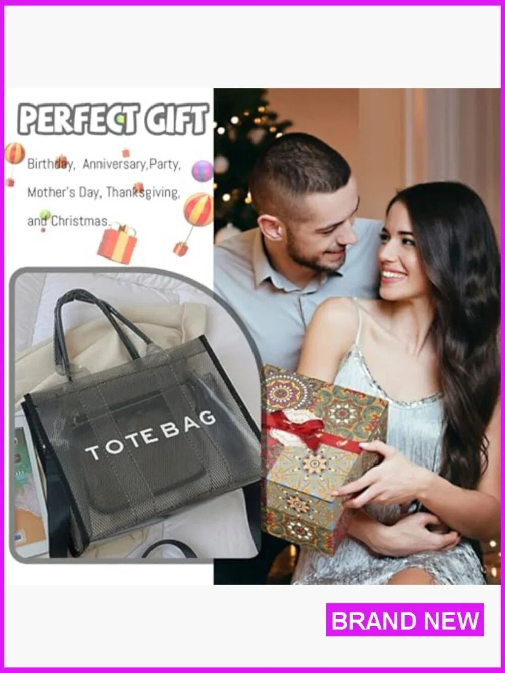 Clear Tote Bag for Women Large Mesh Beach PVC Crossbody Stadium Travel Sports